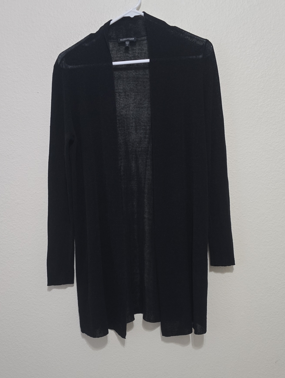 Eileen Fisher Black Long‎ Open-Front Cardigan XS